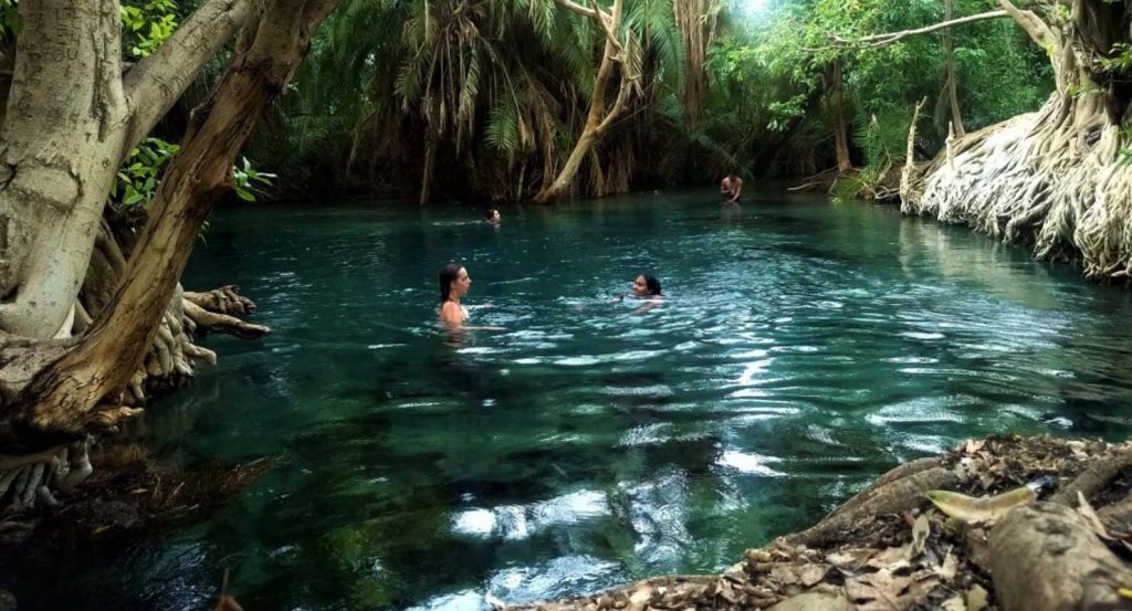 Palm-fringed oasis at Chemka Hot Springs