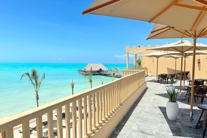 Ocean-view terrace at a Zanzibar hotel